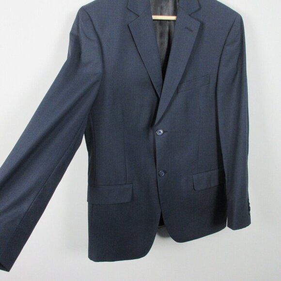 Angelico Viapiana Suit 100% Wool Men Size 48 Black Single Breasted Business 790 - Picture 6 of 15